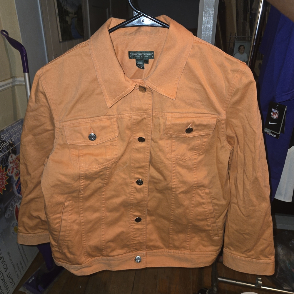 Ralph Lauren Women's Sherbet Orange Large Denim Jacket